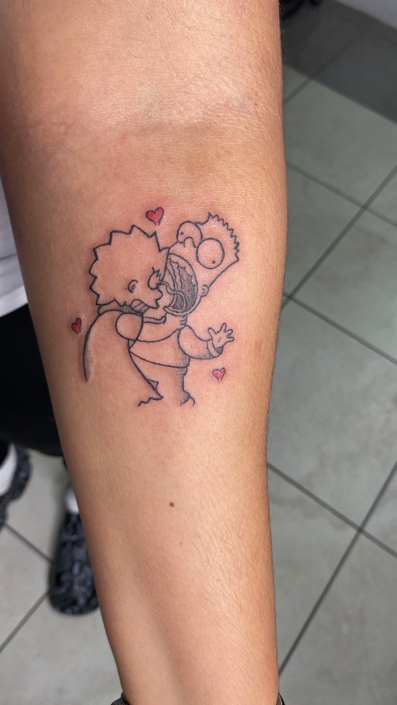 Simpsons Linework Tattoo by Dale