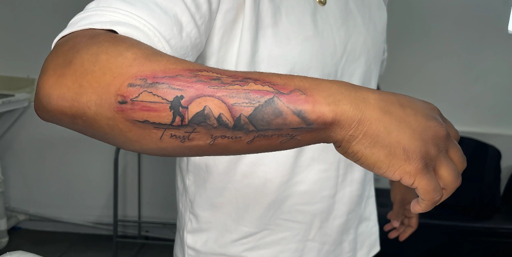 Trust Your Journey Mountain Tattoo by Dale