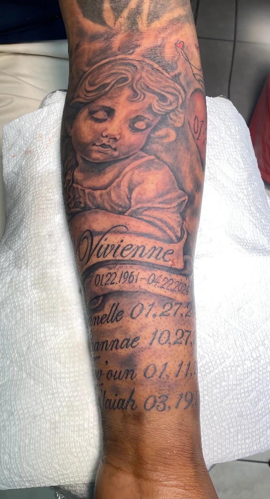 Angel Memorial Portrait Tattoo by Dale